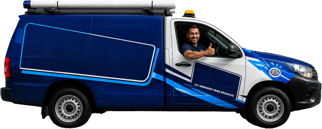 Our drain service van out on a Dover Heights job