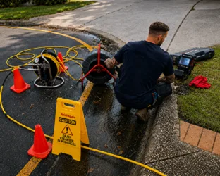 Plumber checking a blocked drain on a Dover Heights job